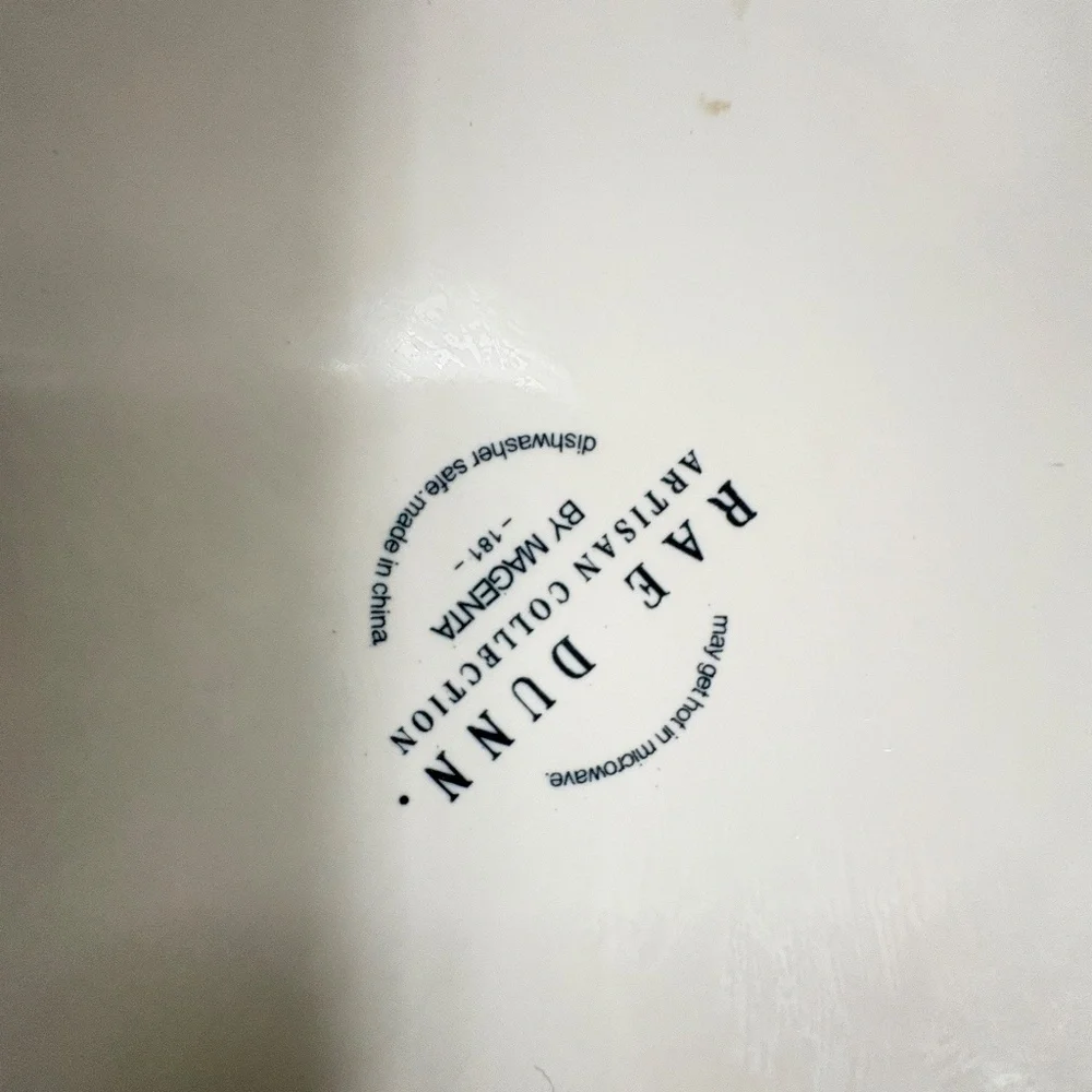 Rae Dunn FEAST dog feeding dish, round white ceramic, black lettering, 6